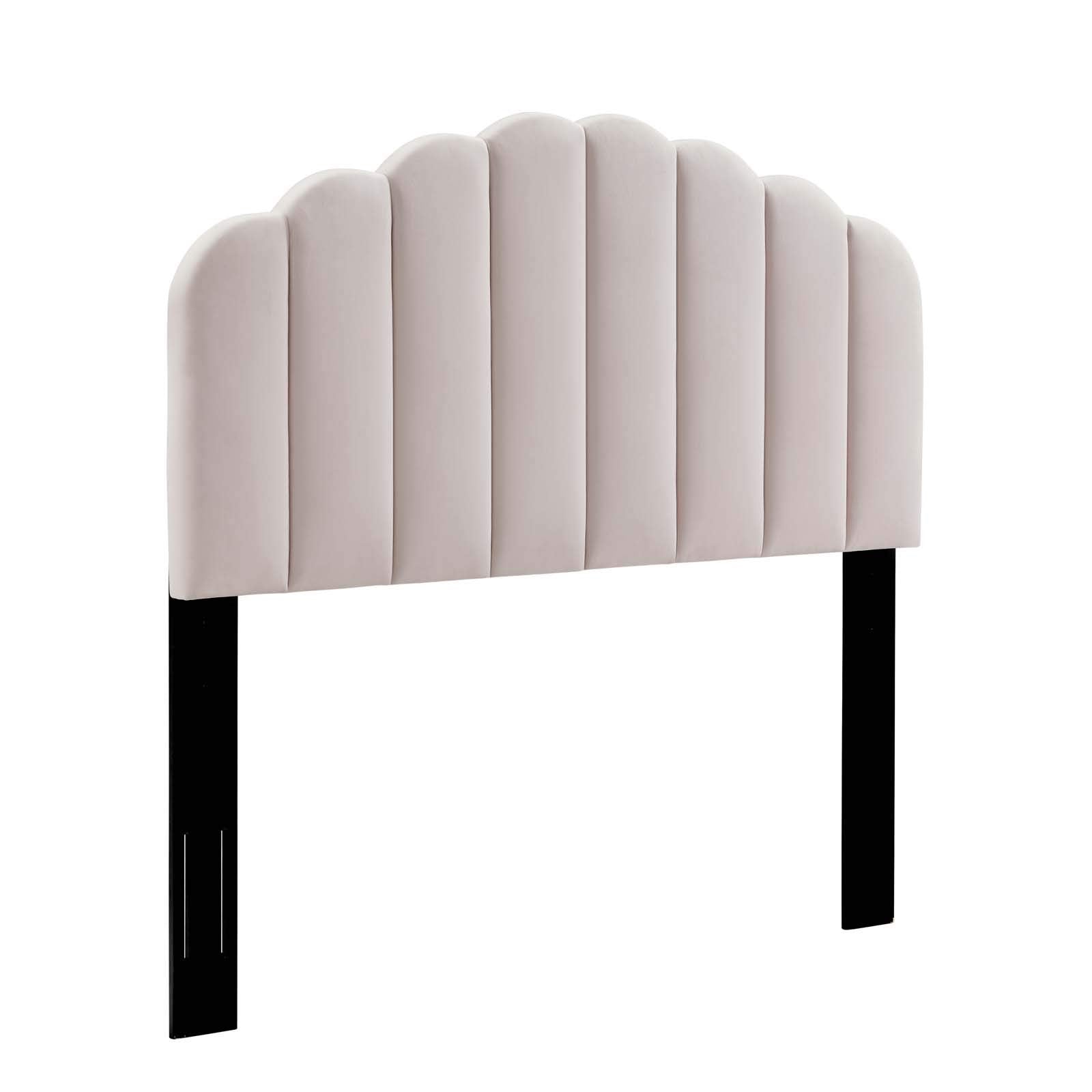 Modway Veronique Channel Tufted Performance Velvet Upholstered Full/Queen Headboard In Pink